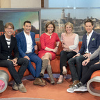 Moderatoren des ARD-Morgenmagazin: v.l.n.r. Peter Großmann, Till Nassif, Anna Planken, Susan Link, Sven Lorig und Donald Bäcker