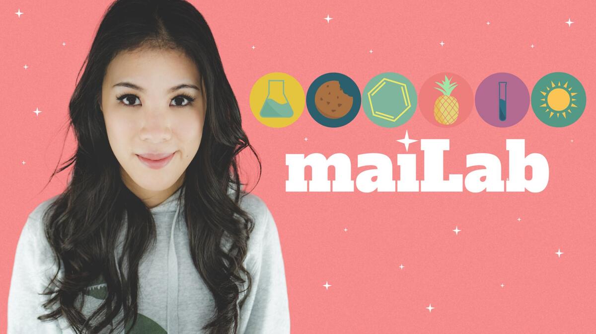 Mai Thi Nguyen-Kim - mit Logo ihres Formats "maiLab"
