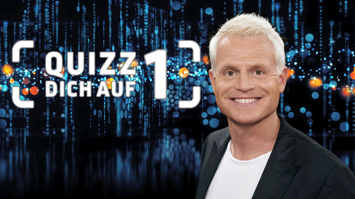Guido Cantz und Sendelogo QUIZZ DICH AUF 1
